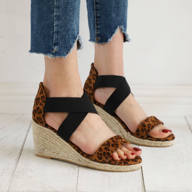 Large Size Snake Print Elastic Cross Lace Women's Shoes