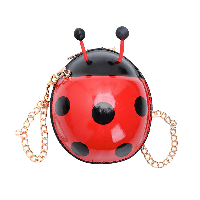Bag Little Girl Fashion Messenger Bag New Personality Design Seven Star Ladybug Cartoon Chain Small Round Bag PU