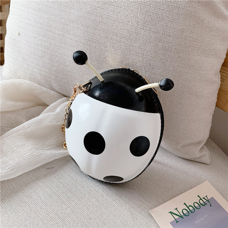 Bag Little Girl Fashion Messenger Bag New Personality Design Seven Star Ladybug Cartoon Chain Small Round Bag PU