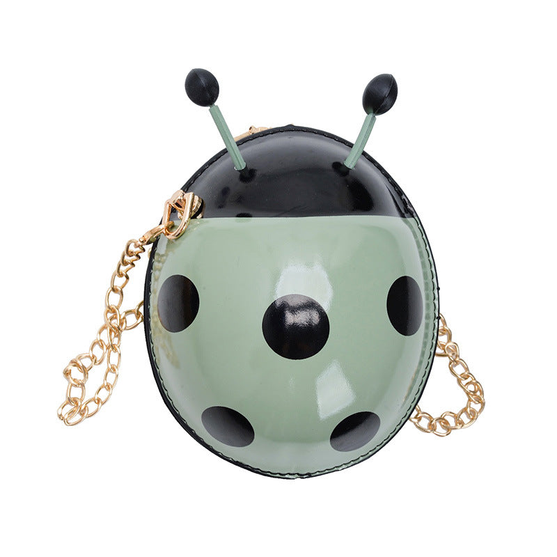 Bag Little Girl Fashion Messenger Bag New Personality Design Seven Star Ladybug Cartoon Chain Small Round Bag PU