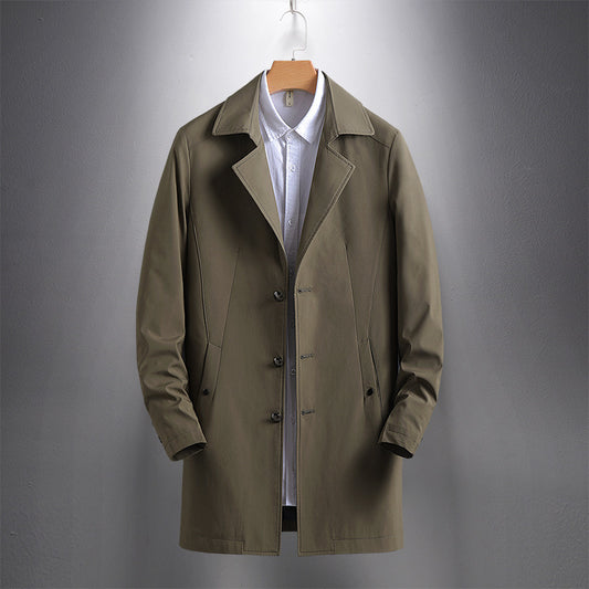 Men's Jacket Coat Casual Windbreaker Men's Casual Long Lapel Coat