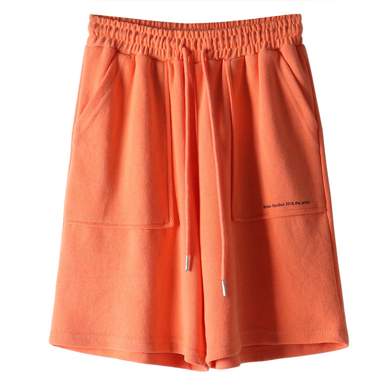 Letter Five Pants Women Korean Style Loose Straight-leg Hong Kong-style Sports Casual Beach Pants