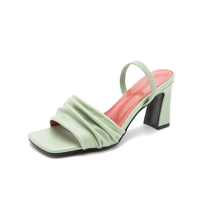 Summer Big Size Square Toe Back Strap Sandals
