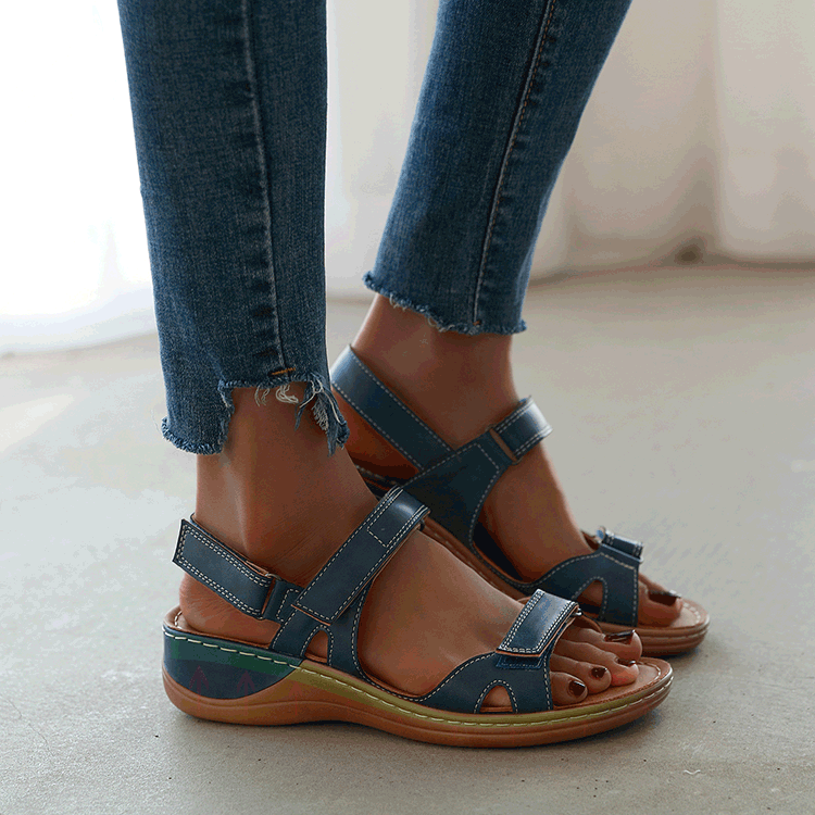 Retro Velcro Plus Size Non-slip Flat Sandals