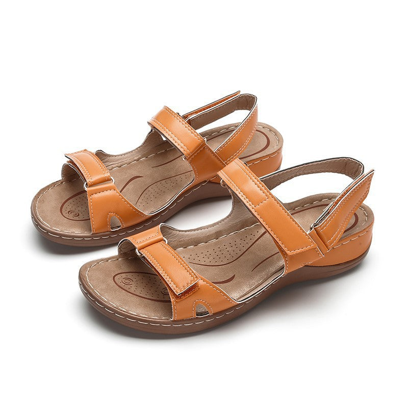 Retro Velcro Plus Size Non-slip Flat Sandals