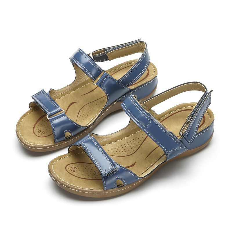 Retro Velcro Plus Size Non-slip Flat Sandals