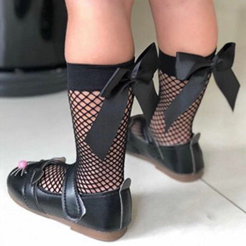 Mesh Fishnet Stockings Sexy Oversized Bow Ladies Net Stockings New Mid-Length Socks