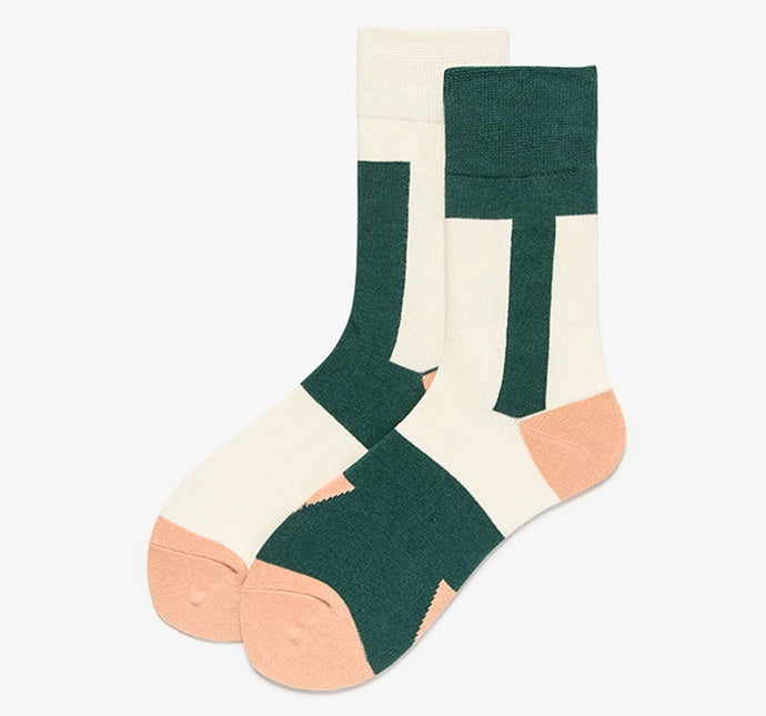 Autumn And Winter Contrast Color Stitching Color Tube Socks
