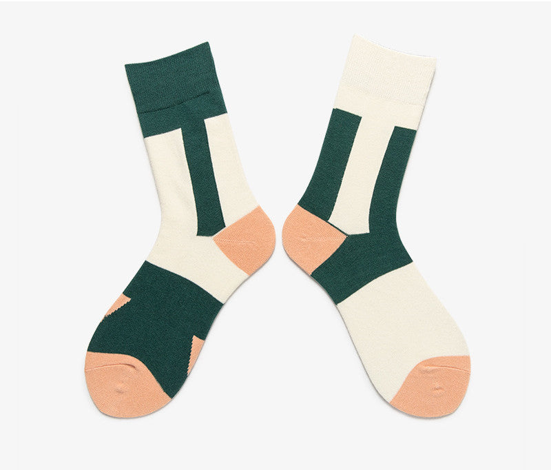 Autumn And Winter Contrast Color Stitching Color Tube Socks