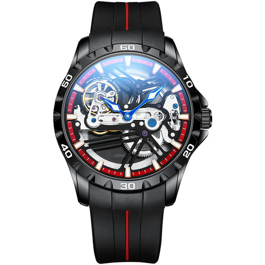 Watch Manufacturers Directly Supply Fully Automatic Mechanical Watches Vibrato Creative Hollow Men's Watch Generation Silicone Band Watch