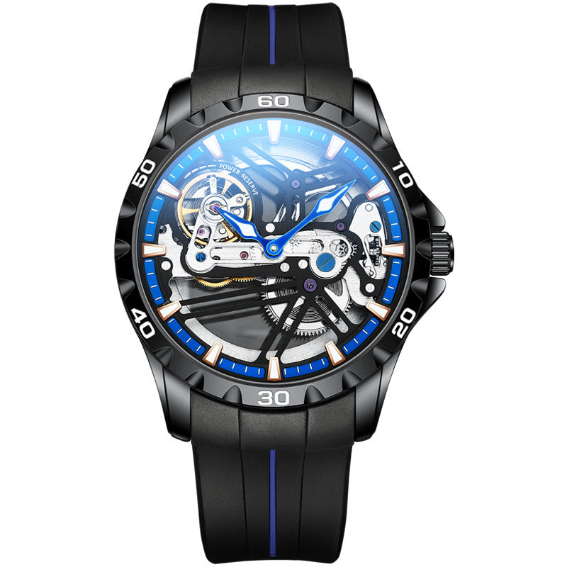 Watch Manufacturers Directly Supply Fully Automatic Mechanical Watches Vibrato Creative Hollow Men's Watch Generation Silicone Band Watch