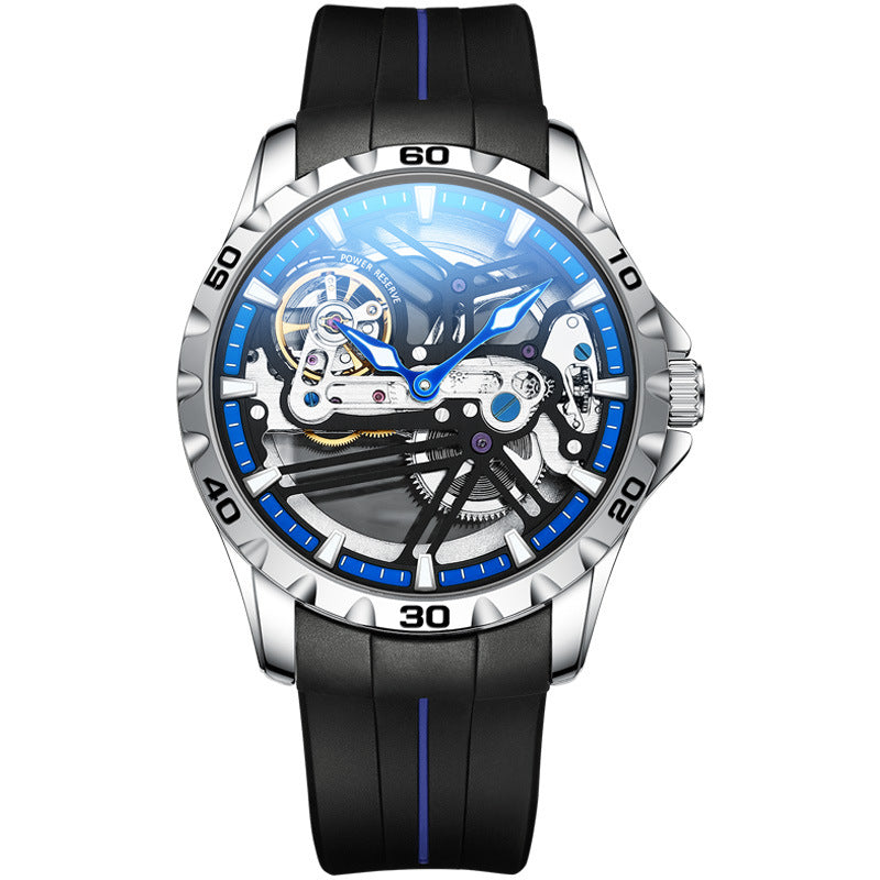 Watch Manufacturers Directly Supply Fully Automatic Mechanical Watches Vibrato Creative Hollow Men's Watch Generation Silicone Band Watch