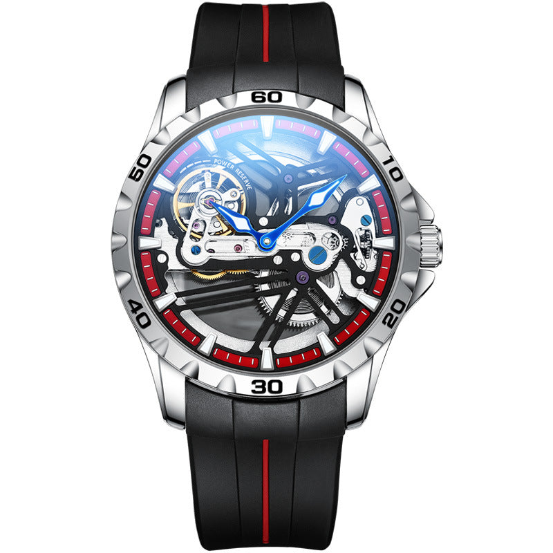 Watch Manufacturers Directly Supply Fully Automatic Mechanical Watches Vibrato Creative Hollow Men's Watch Generation Silicone Band Watch