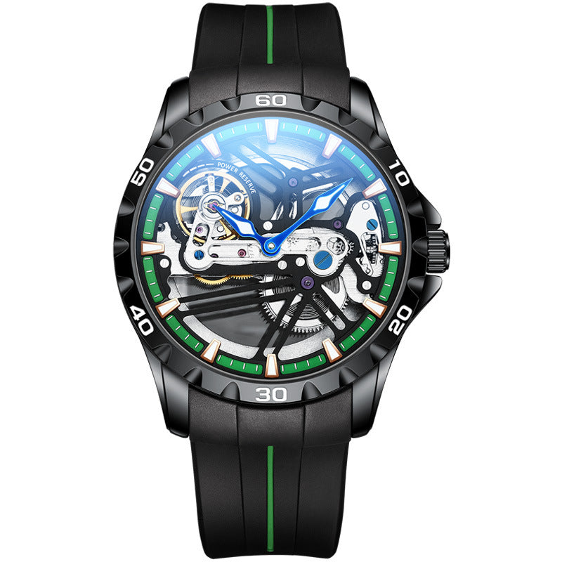 Watch Manufacturers Directly Supply Fully Automatic Mechanical Watches Vibrato Creative Hollow Men's Watch Generation Silicone Band Watch