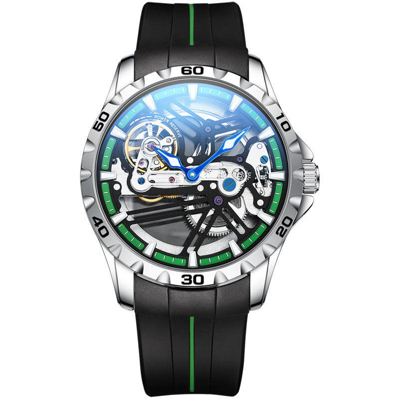 Watch Manufacturers Directly Supply Fully Automatic Mechanical Watches Vibrato Creative Hollow Men's Watch Generation Silicone Band Watch