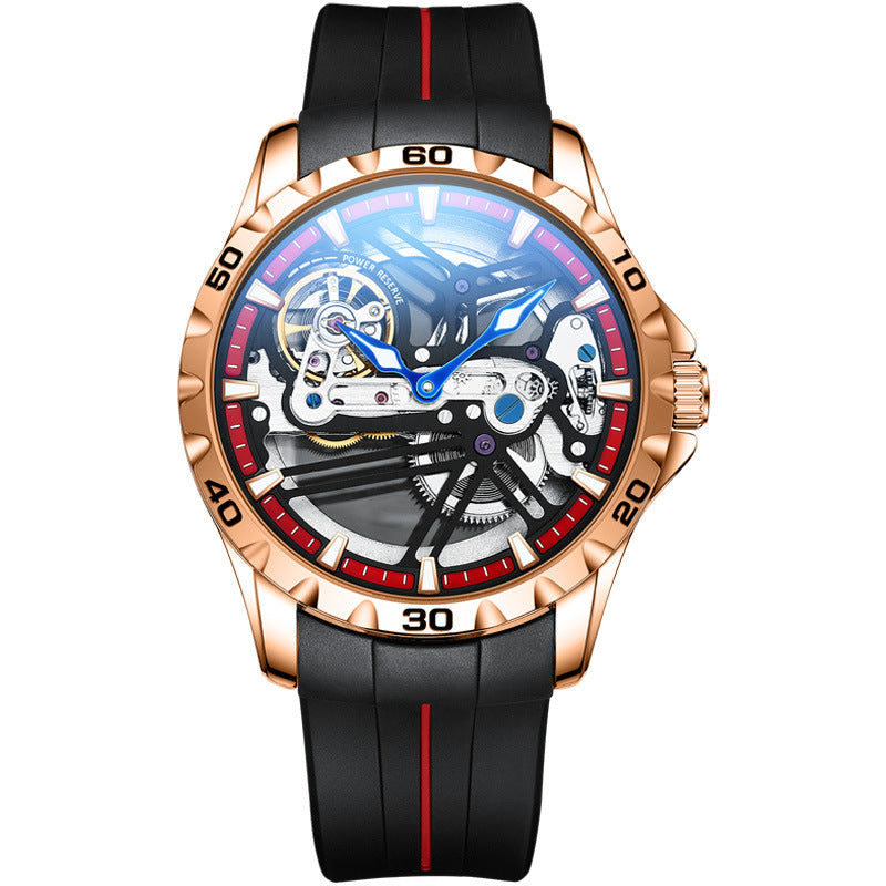 Watch Manufacturers Directly Supply Fully Automatic Mechanical Watches Vibrato Creative Hollow Men's Watch Generation Silicone Band Watch