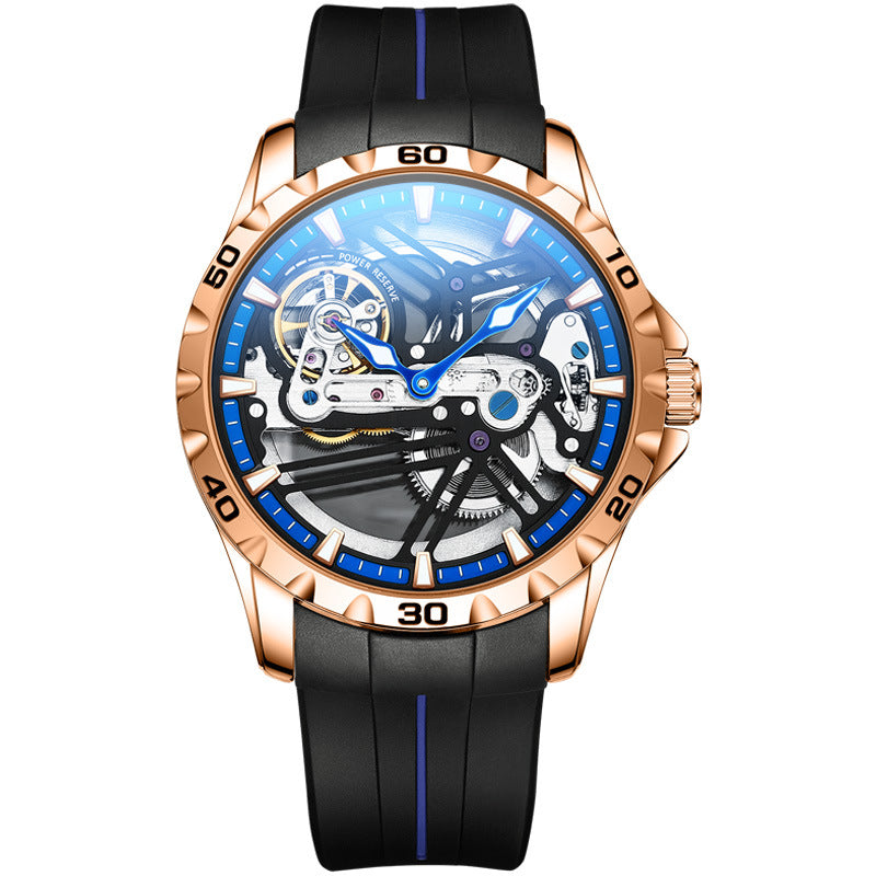 Watch Manufacturers Directly Supply Fully Automatic Mechanical Watches Vibrato Creative Hollow Men's Watch Generation Silicone Band Watch