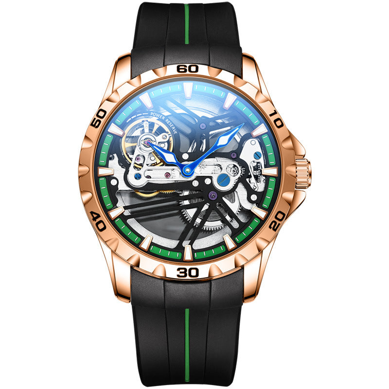 Watch Manufacturers Directly Supply Fully Automatic Mechanical Watches Vibrato Creative Hollow Men's Watch Generation Silicone Band Watch