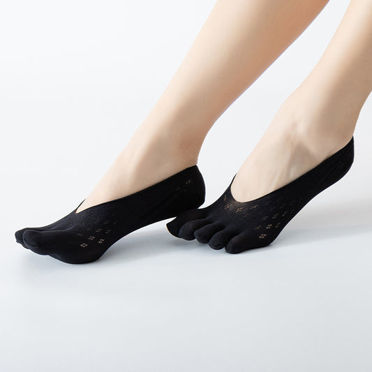 Velvet Summer Five-finger Mesh Breathable Invisible Shallow Mouth Silicone Lace Stockings Women