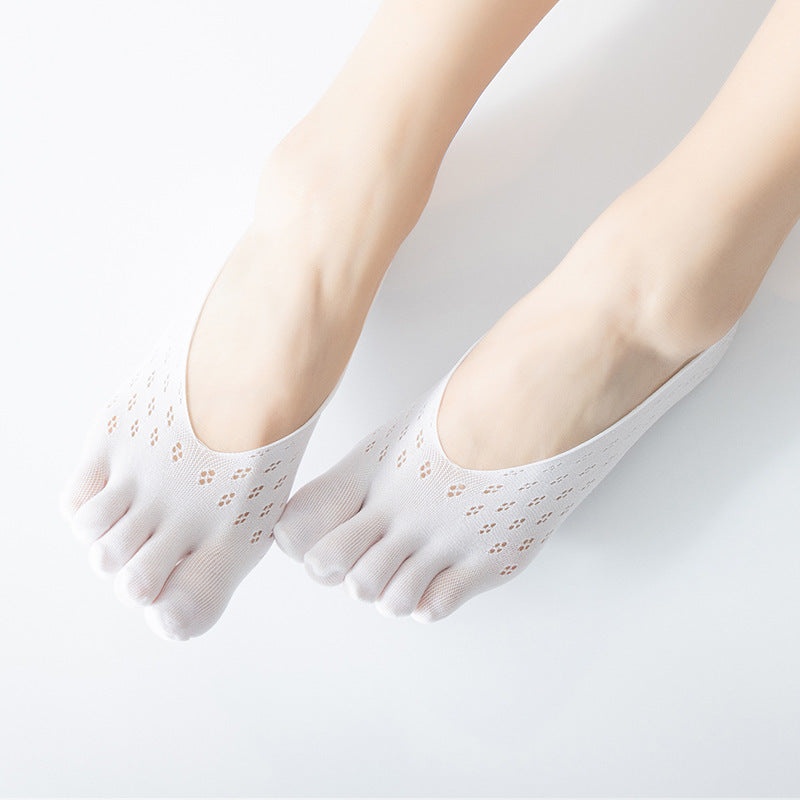 Velvet Summer Five-finger Mesh Breathable Invisible Shallow Mouth Silicone Lace Stockings Women