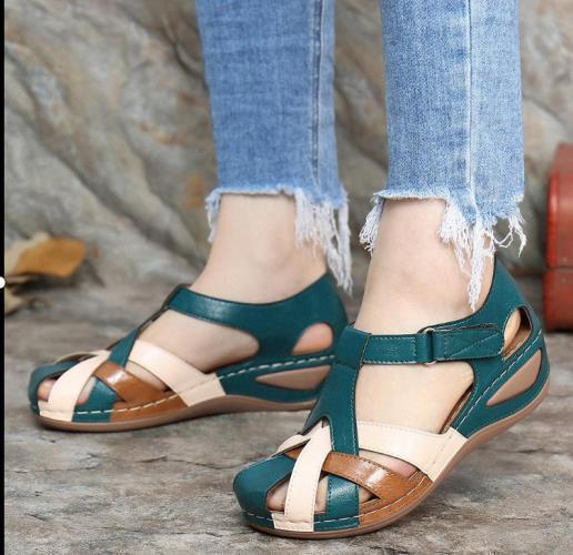 Summer Hollow Sandals Female Round Toe Wedge With Hollow Large Size Sandals
