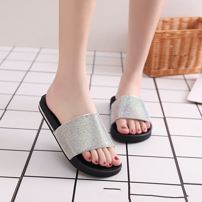 Flip Flops Women European And American Fashion Sandals With Rhinestone Beach Shoes