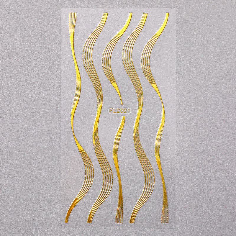 Nail Art Sticker 3D Geometric Pattern Gold Sticker Three-dimensional Applique