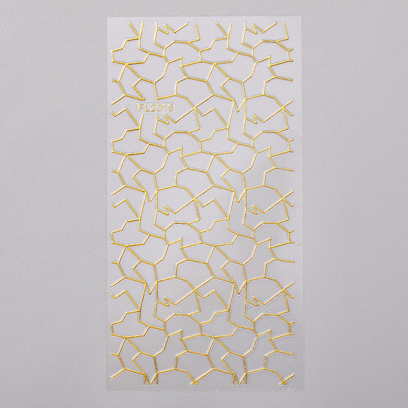 Nail Art Sticker 3D Geometric Pattern Gold Sticker Three-dimensional Applique