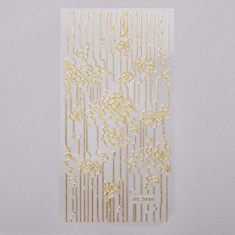 Nail Art Sticker 3D Geometric Pattern Gold Sticker Three-dimensional Applique