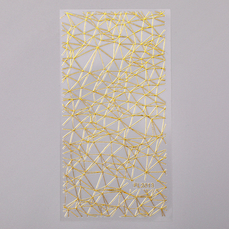 Nail Art Sticker 3D Geometric Pattern Gold Sticker Three-dimensional Applique