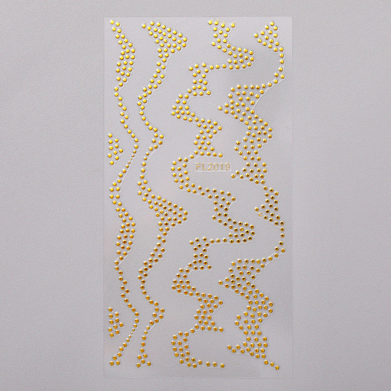 Nail Art Sticker 3D Geometric Pattern Gold Sticker Three-dimensional Applique
