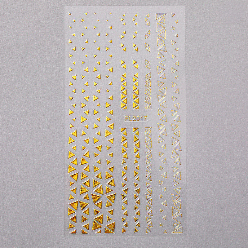Nail Art Sticker 3D Geometric Pattern Gold Sticker Three-dimensional Applique