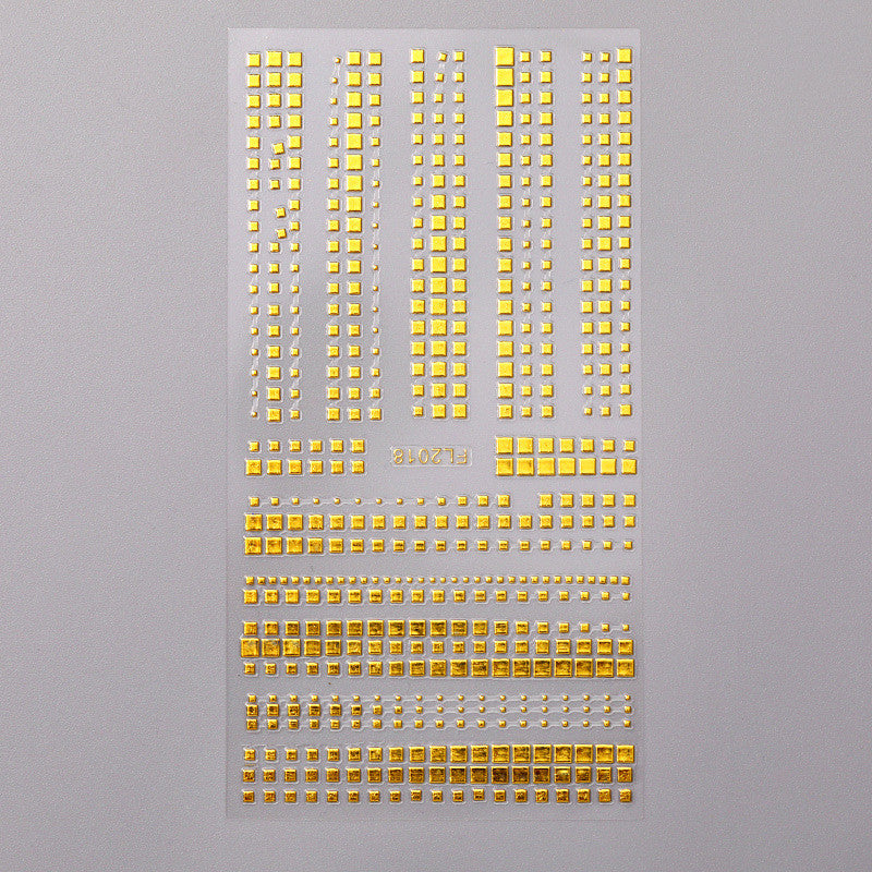 Nail Art Sticker 3D Geometric Pattern Gold Sticker Three-dimensional Applique