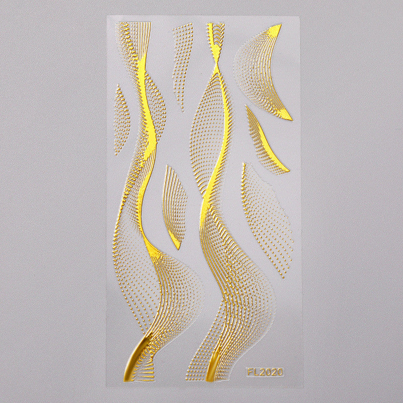 Nail Art Sticker 3D Geometric Pattern Gold Sticker Three-dimensional Applique
