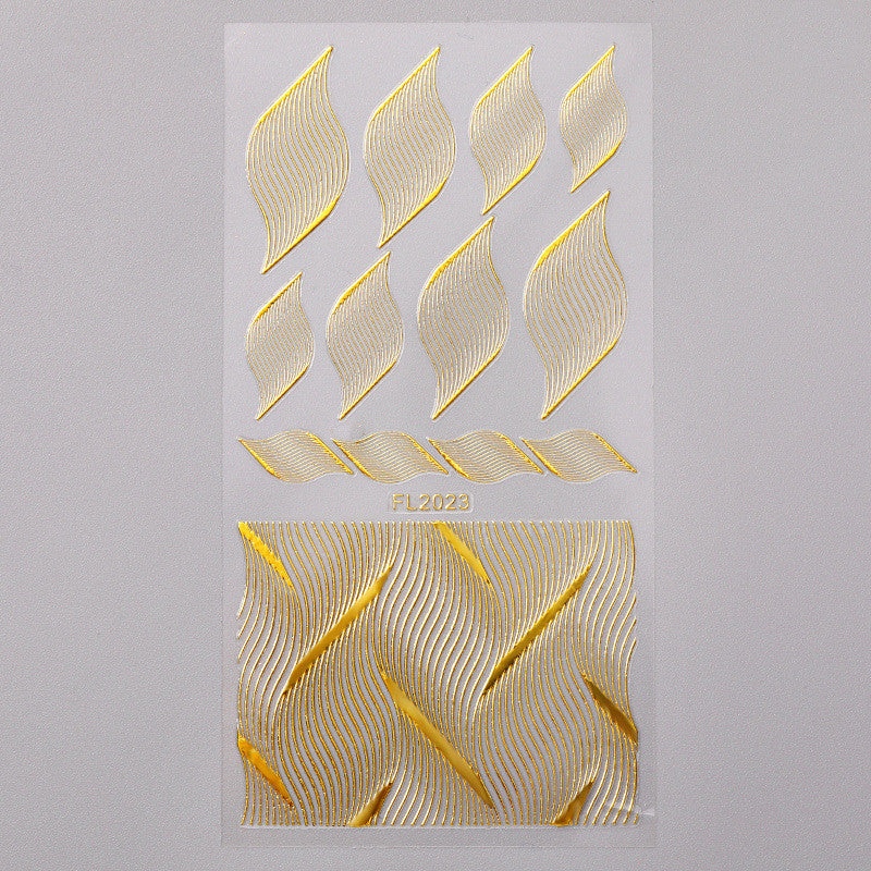 Nail Art Sticker 3D Geometric Pattern Gold Sticker Three-dimensional Applique