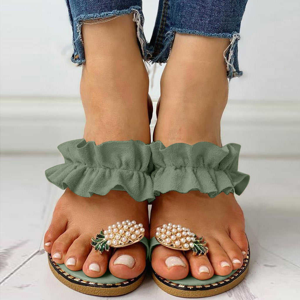 Casual Flat Bottom Large Size Net Red Lotus Leaf Girl Heart