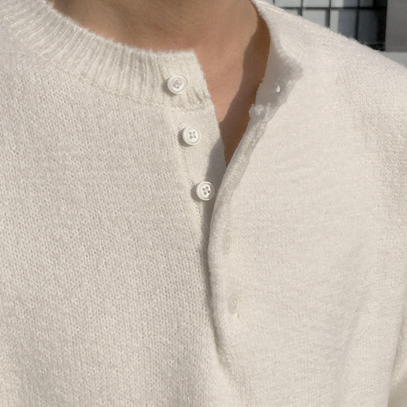 V-hals Sweater Løstsiddende Strikket Sweater til Mænd