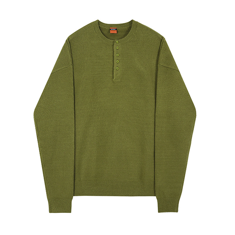 V-hals Sweater Løstsiddende Strikket Sweater til Mænd