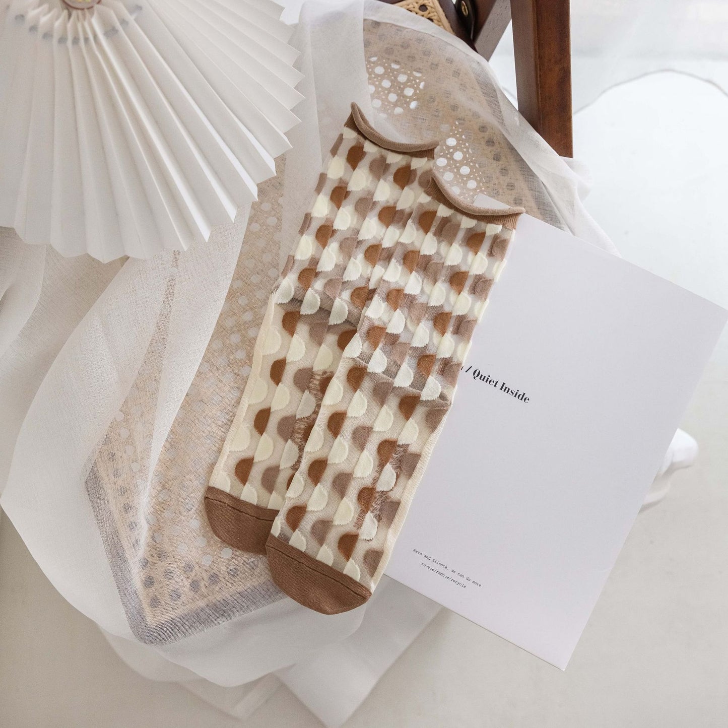 Retro Striped Flower Breathable Card Silk Women's Socks