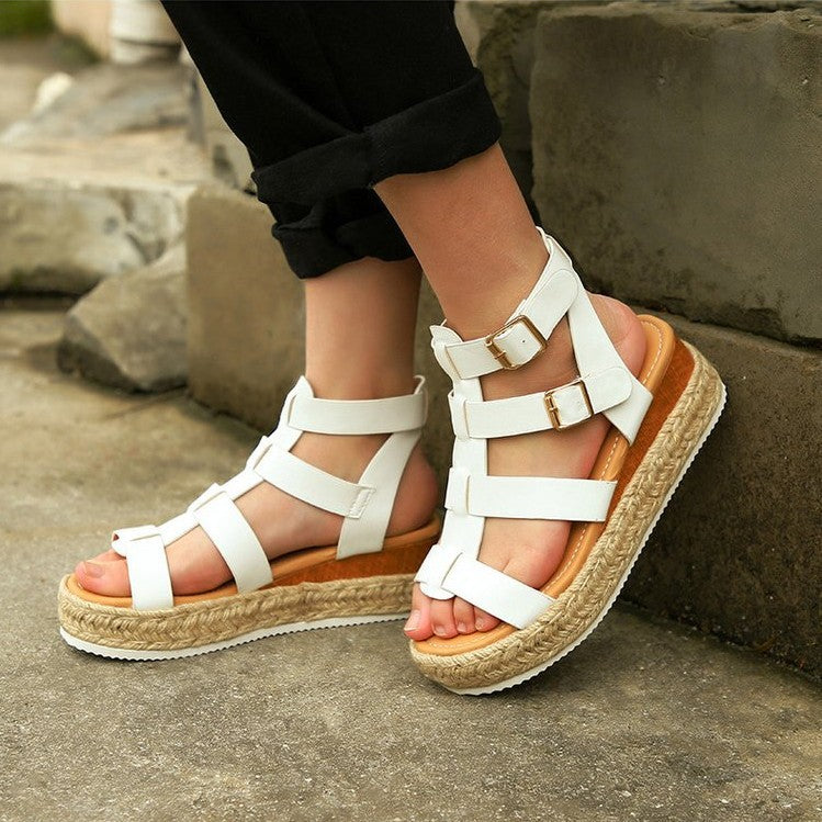 New Women's Sandals Round Toe Large Size Women's Shoes Wedge Sandals
