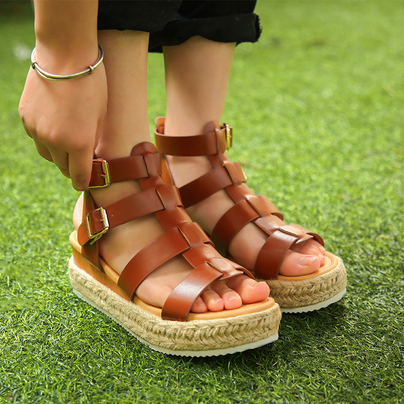 New Women's Sandals Round Toe Large Size Women's Shoes Wedge Sandals