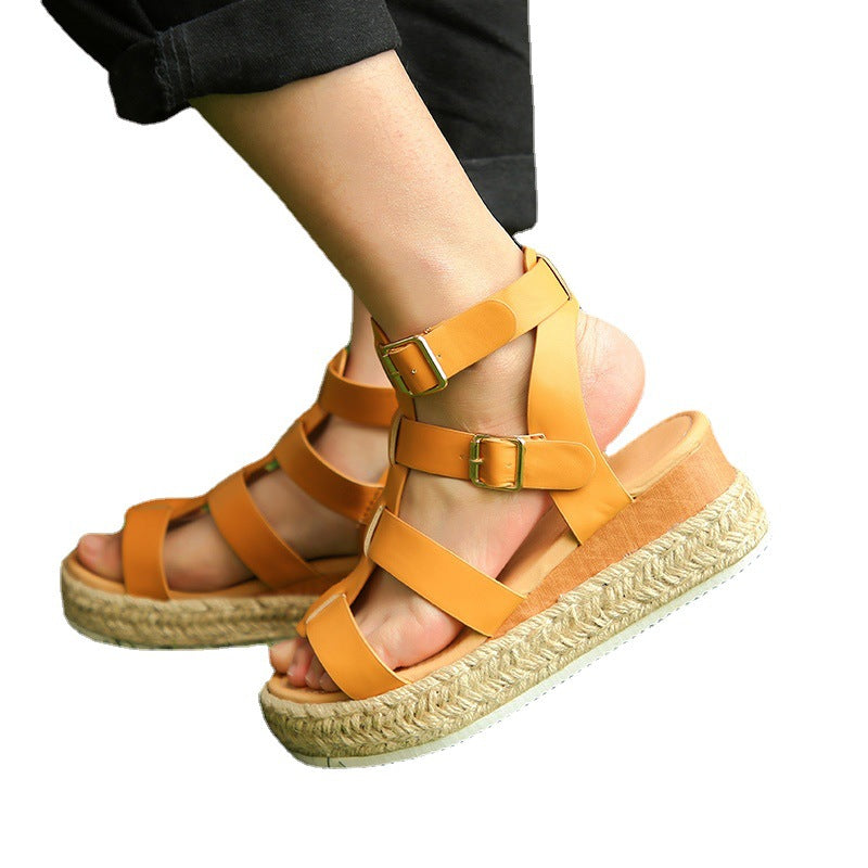 New Women's Sandals Round Toe Large Size Women's Shoes Wedge Sandals