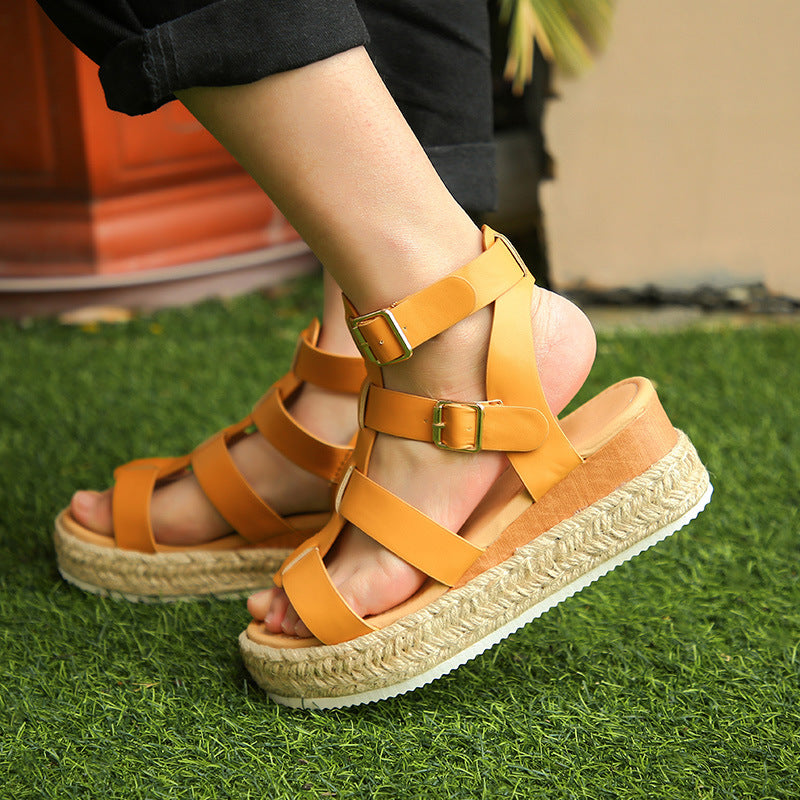 New Women's Sandals Round Toe Large Size Women's Shoes Wedge Sandals