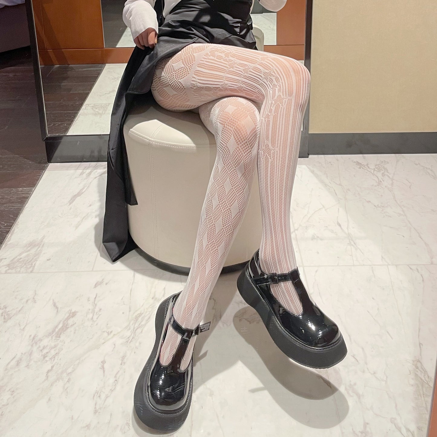 New Design Sense Kuro Brand Wind Ab Lace Mesh Stockings Sweet Cool Dark Lolita White Black Stockings Pantyhose