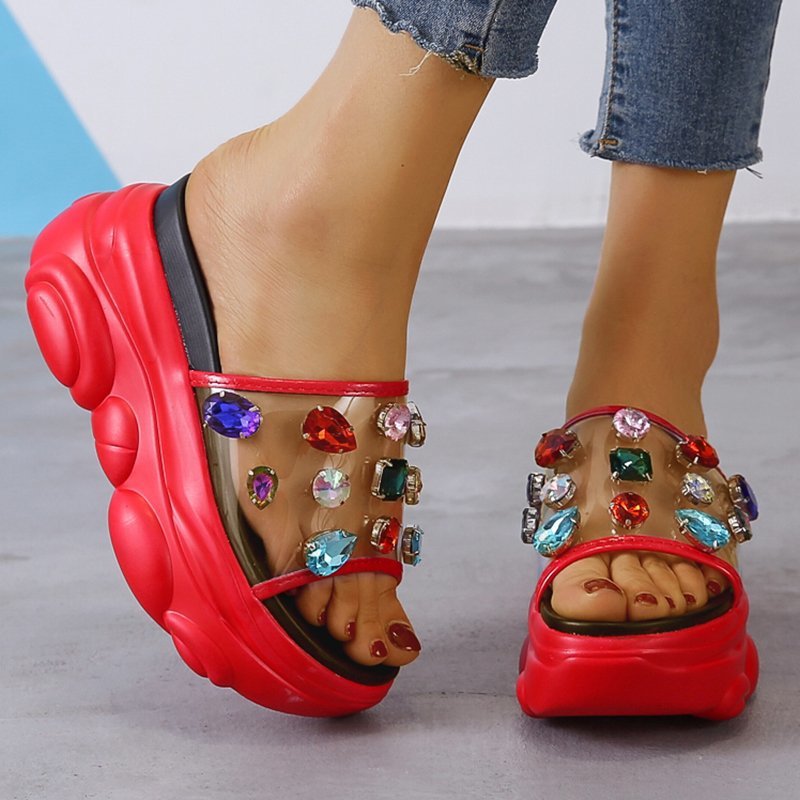 Summer New Style European Platform Platform Pancake Fashion Slope With Open-toed Slippers