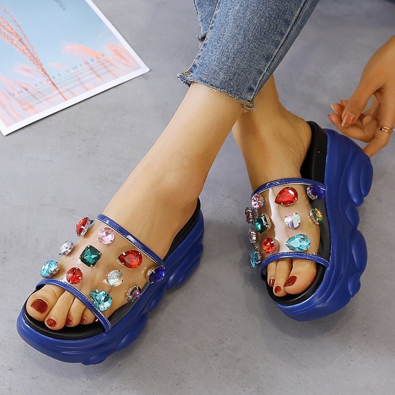 Summer New Style European Platform Platform Pancake Fashion Slope With Open-toed Slippers
