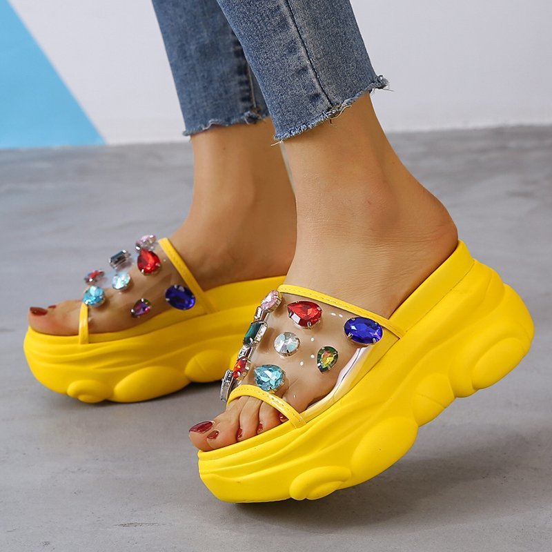 Summer New Style European Platform Platform Pancake Fashion Slope With Open-toed Slippers