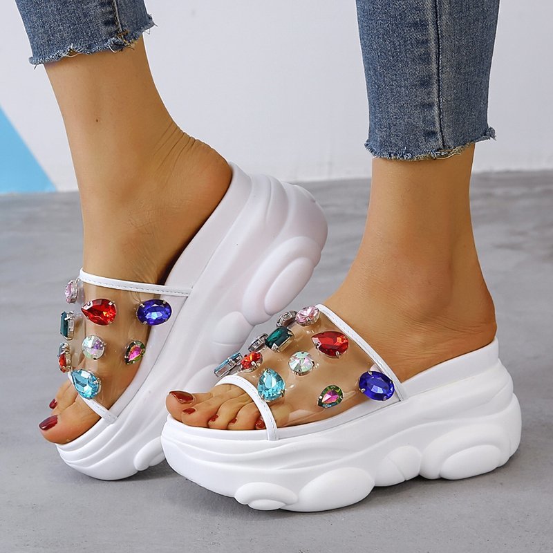 Summer New Style European Platform Platform Pancake Fashion Slope With Open-toed Slippers