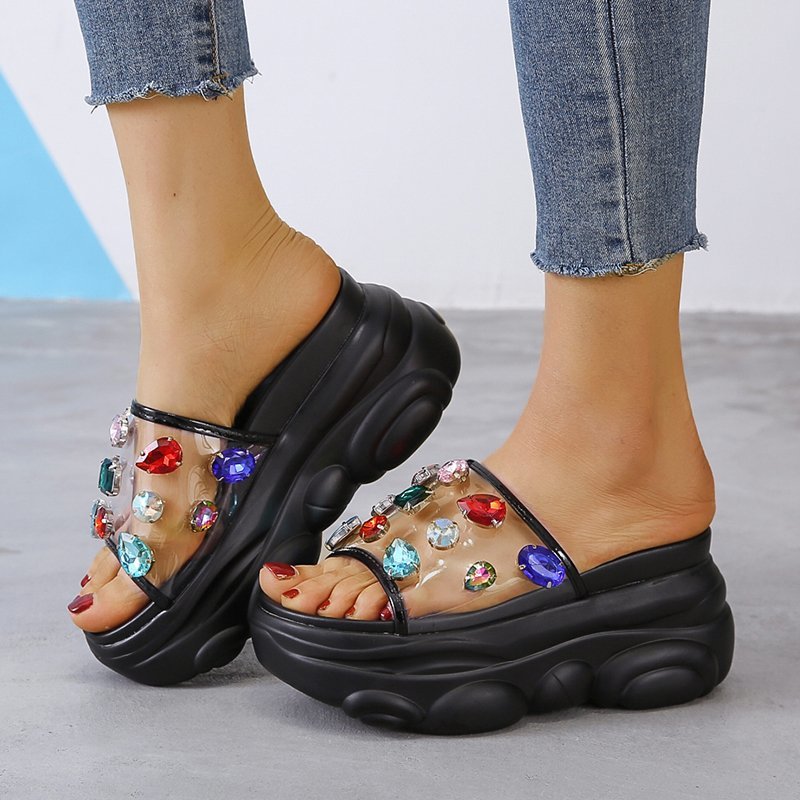 Summer New Style European Platform Platform Pancake Fashion Slope With Open-toed Slippers