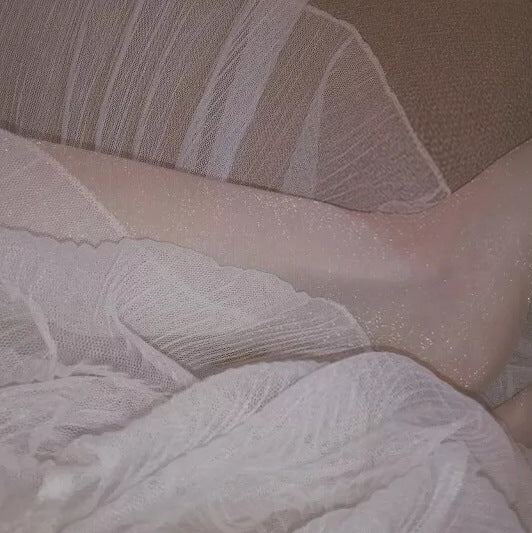 Walking With Wind Pearly Stockings Summer Ultra-Thin Ins Wind White Silver Wire Slightly Shimmering Pale Skin Color Transparent Pantyhose